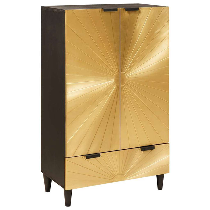 Sideskab Sort og Guld 60 x 33.5 x 100 cm Massivt mangotræ