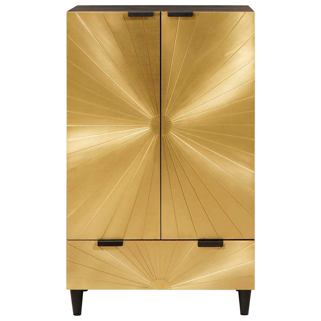 Sideskab Sort og Guld 60 x 33.5 x 100 cm Massivt mangotræ