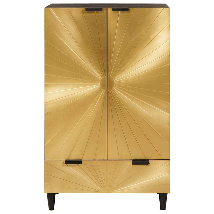 Sideskab Sort og Guld 60 x 33.5 x 100 cm Massivt mangotræ