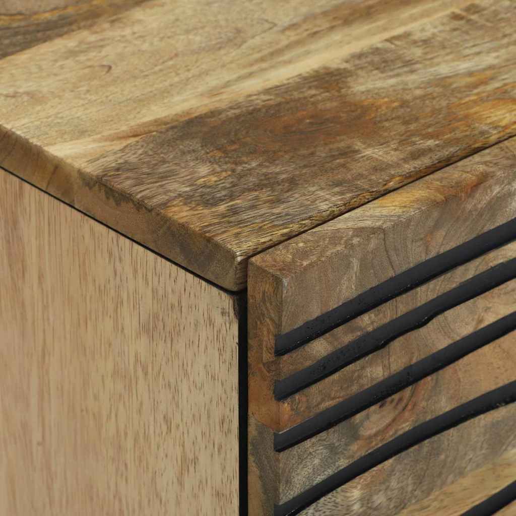Natskab med skuffe 2 pcs Brun 40 x 33 x 46 cm Massivt mangotræ