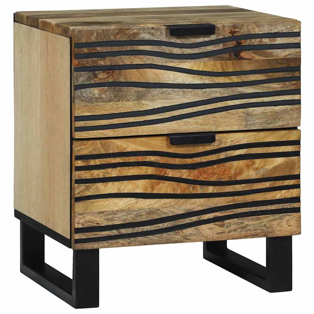 Natskab med skuffe 2 pcs Brun 40 x 33 x 46 cm Massivt mangotræ