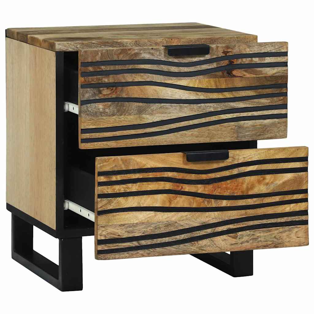 Natskab med skuffe 2 pcs Brun 40 x 33 x 46 cm Massivt mangotræ