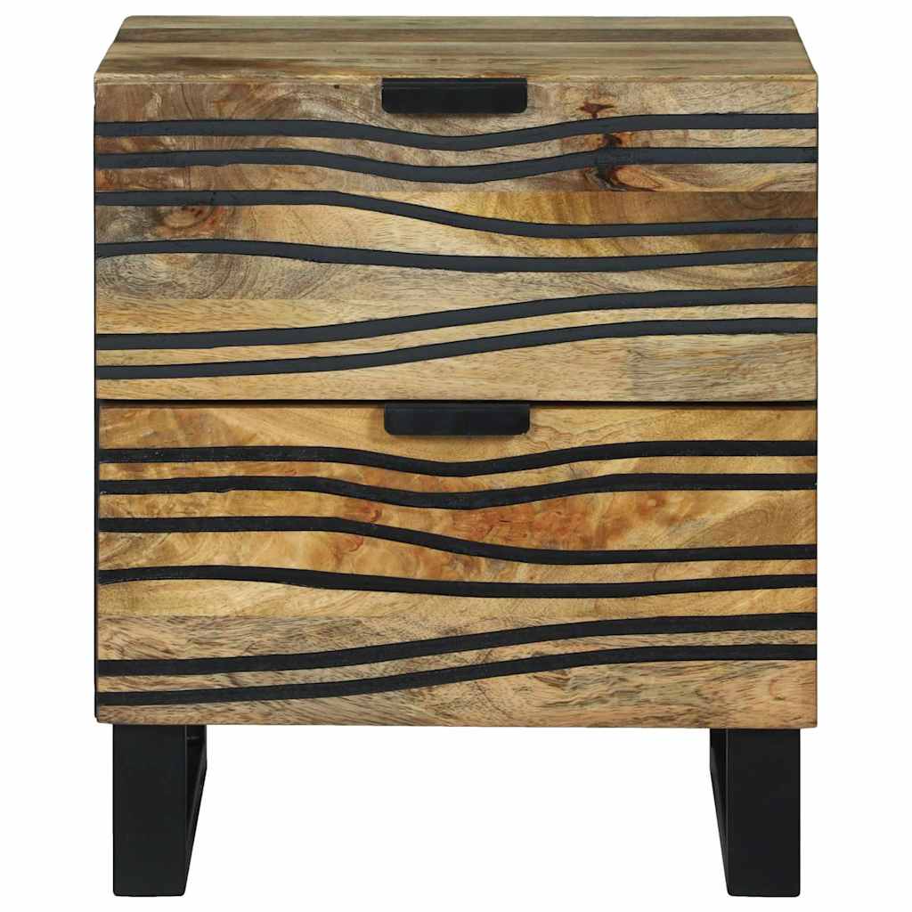 Natskab med skuffe 2 pcs Brun 40 x 33 x 46 cm Massivt mangotræ