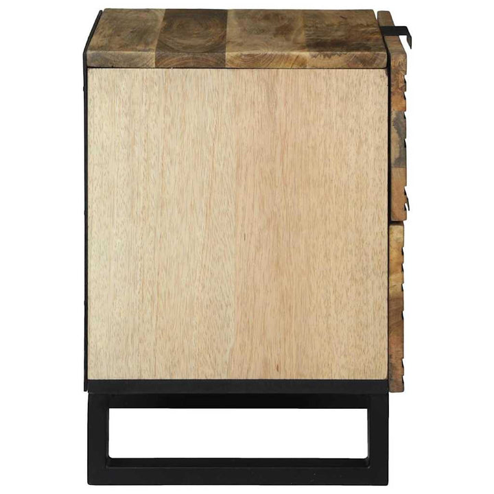 Natskab med skuffe 2 pcs Brun 40 x 33 x 46 cm Massivt mangotræ