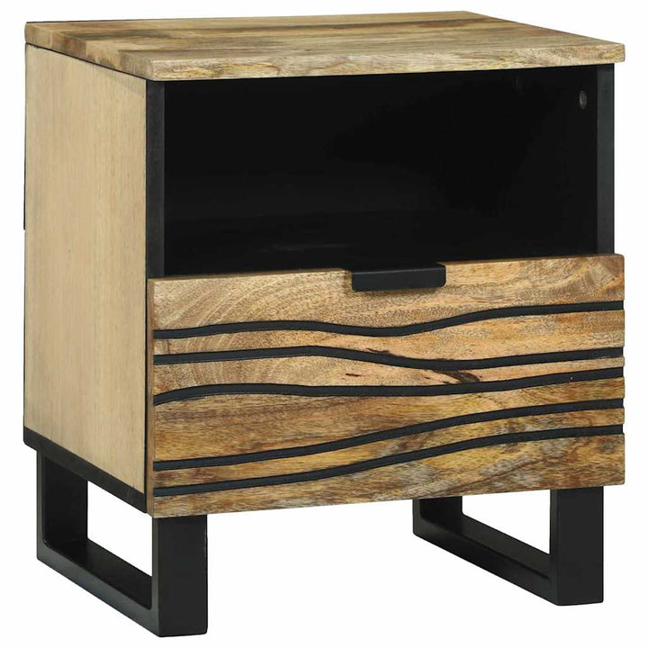 Natskab med skuffe 2 pcs Brun 40 x 33 x 46 cm Massivt mangotræ