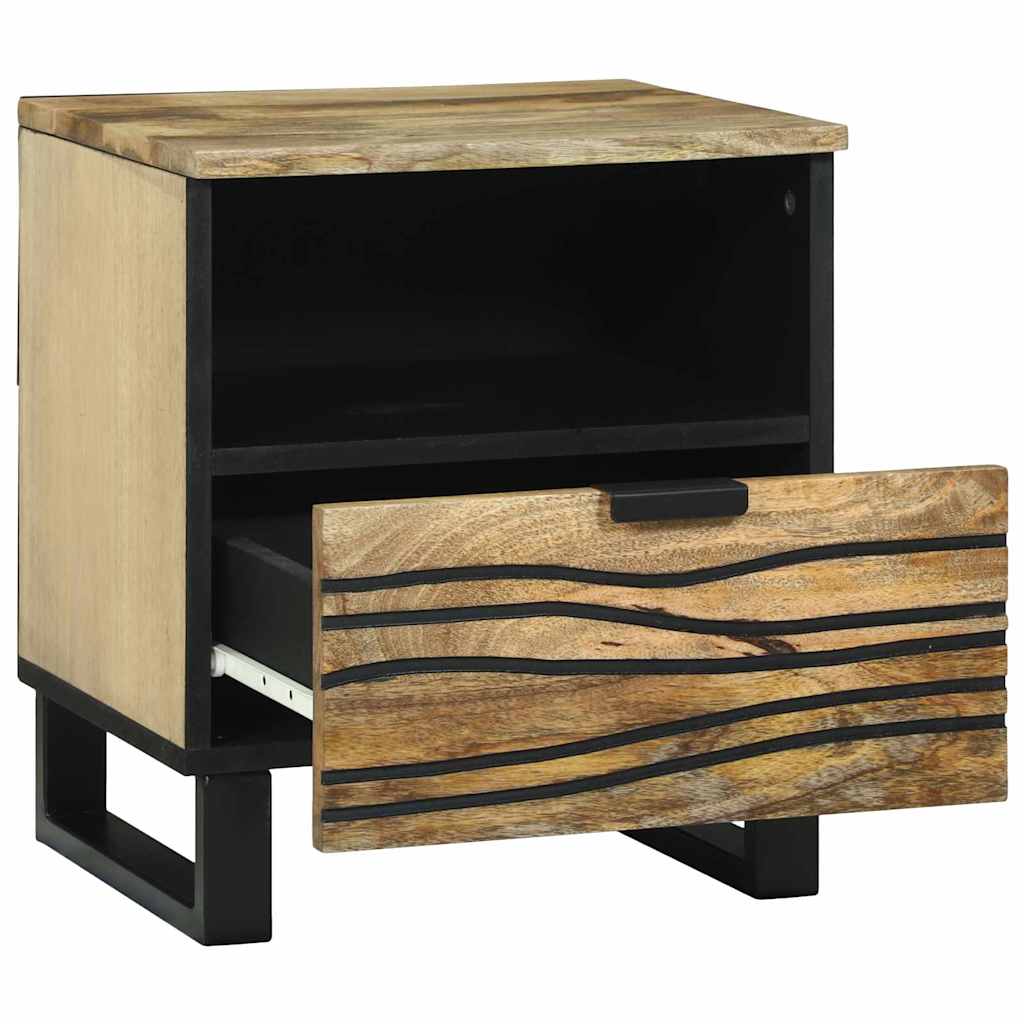 Natskab med skuffe 2 pcs Brun 40 x 33 x 46 cm Massivt mangotræ