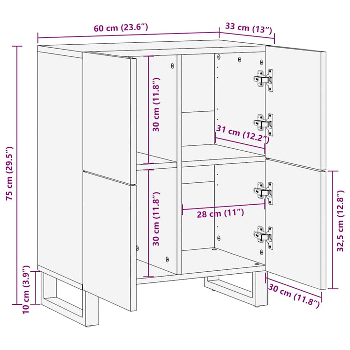 Skænk Brun 60 x 33 x 75 cm Massivt mangotræ