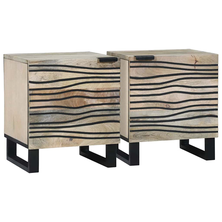 Sengeborde 2 pcs Naturfarvet 40 x 33 x 46 cm Massivt mangotræ