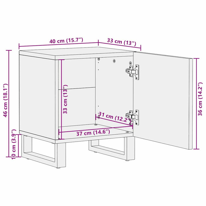 Sengeborde 2 pcs Naturfarvet 40 x 33 x 46 cm Massivt mangotræ