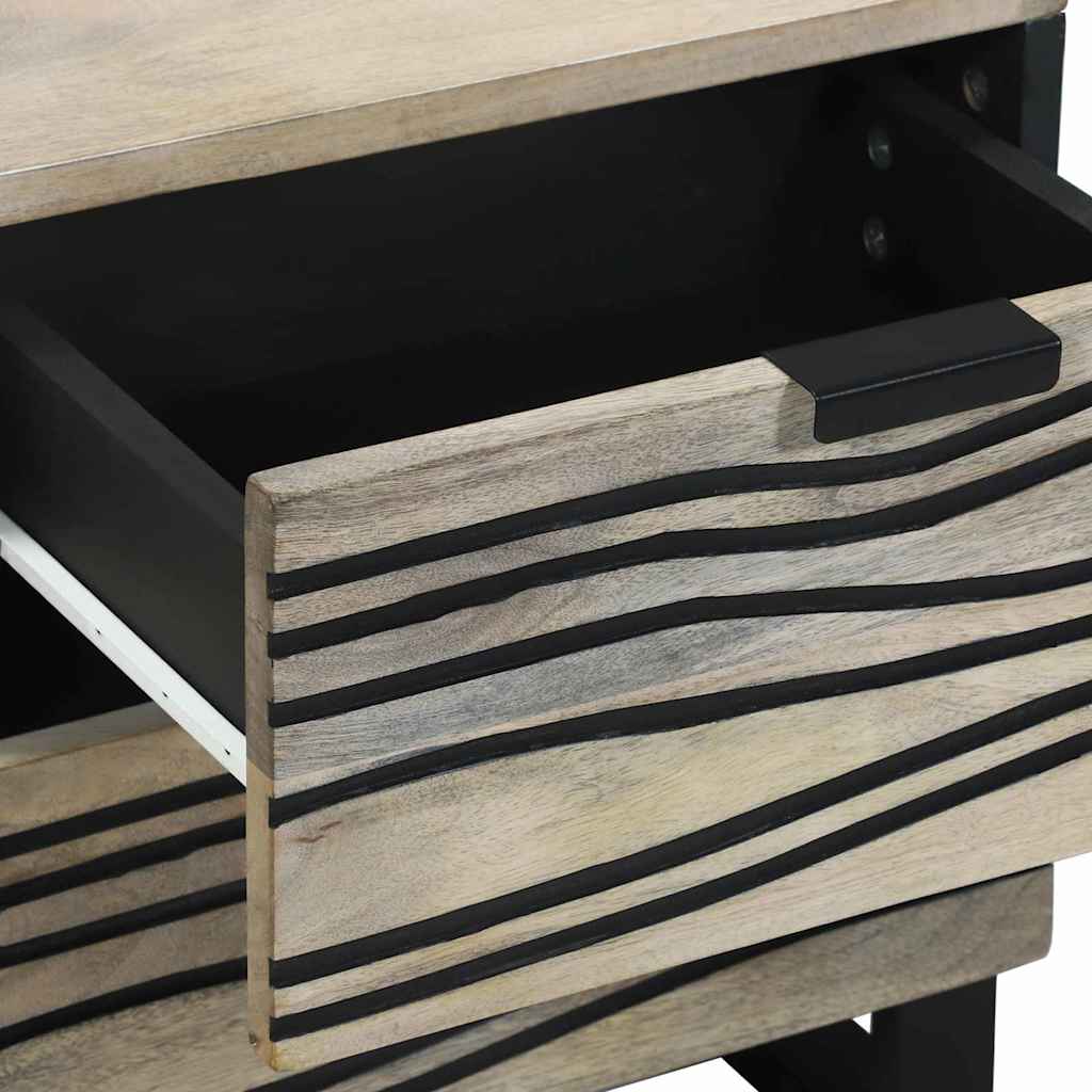 Natskab 2 pcs Hvid og sort 40 x 33 x 46 cm Massivt mangotræ