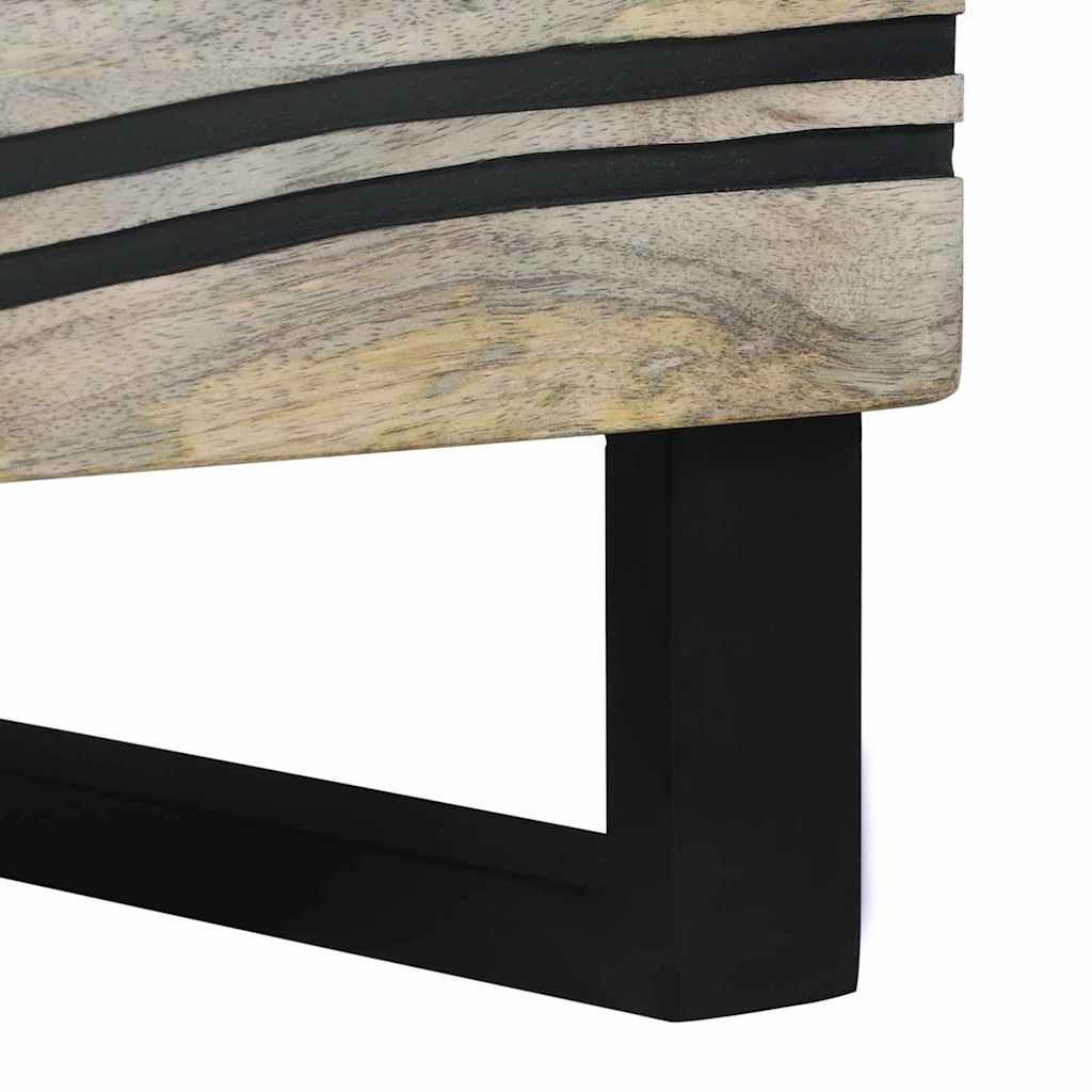 Natskab 2 pcs Hvid og sort 40 x 33 x 46 cm Massivt mangotræ