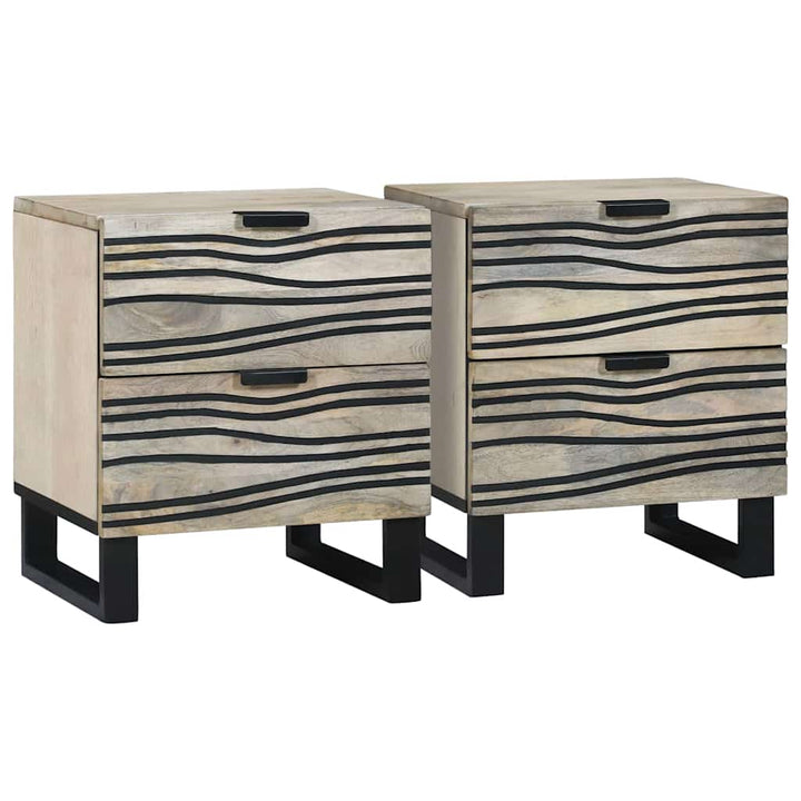 Natskab 2 pcs Hvid og sort 40 x 33 x 46 cm Massivt mangotræ