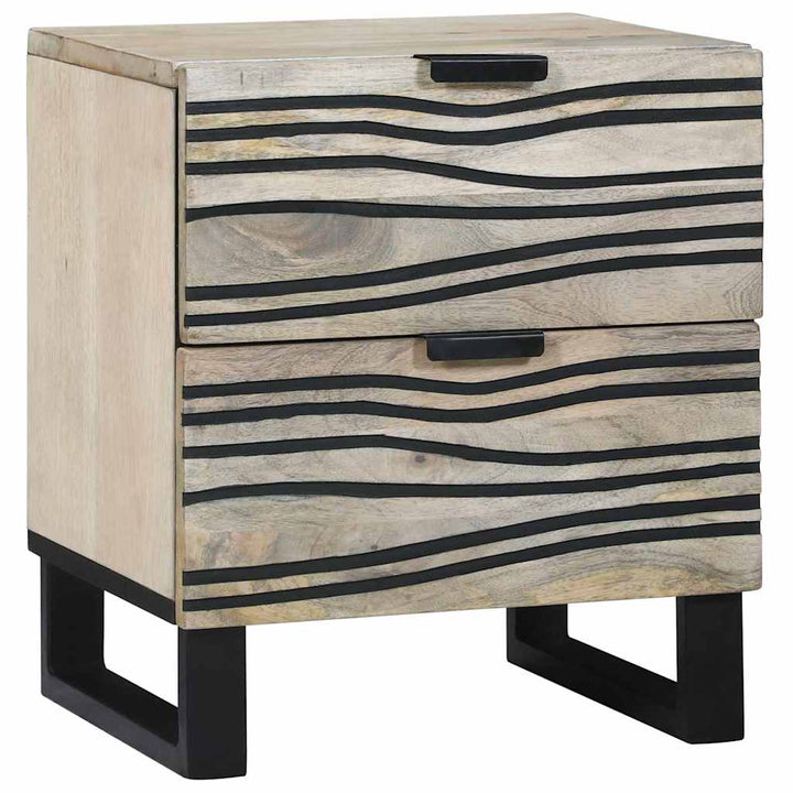 Natskab 2 pcs Hvid og sort 40 x 33 x 46 cm Massivt mangotræ