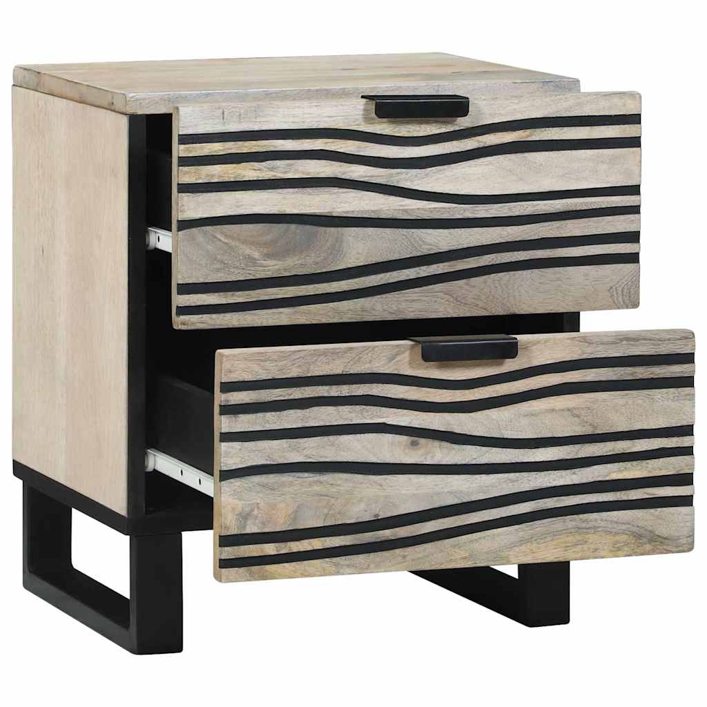 Natskab 2 pcs Hvid og sort 40 x 33 x 46 cm Massivt mangotræ