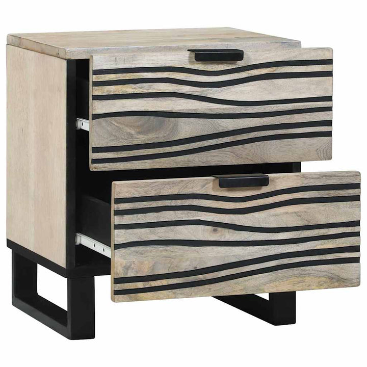 Natskab 2 pcs Hvid og sort 40 x 33 x 46 cm Massivt mangotræ