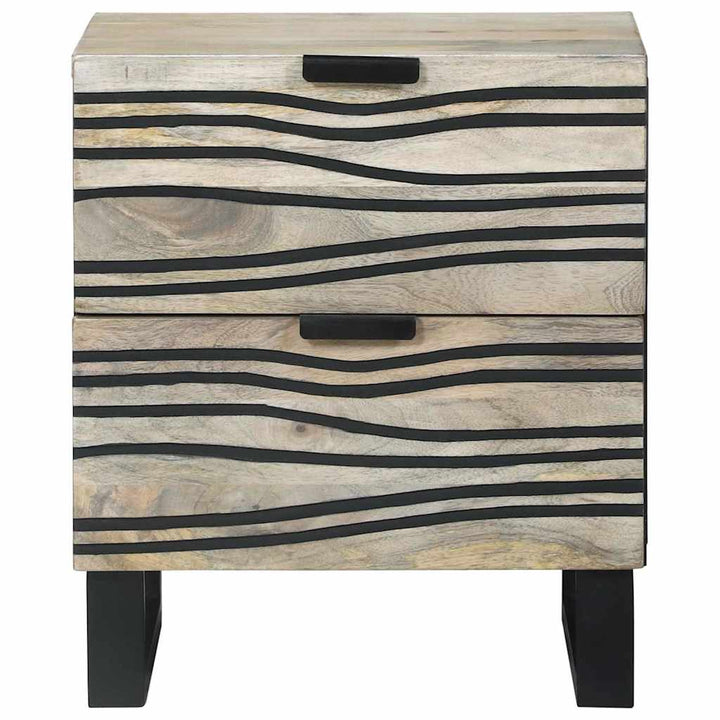 Natskab 2 pcs Hvid og sort 40 x 33 x 46 cm Massivt mangotræ