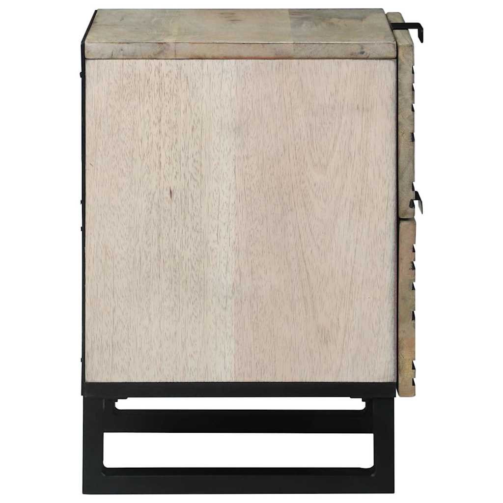 Natskab 2 pcs Hvid og sort 40 x 33 x 46 cm Massivt mangotræ