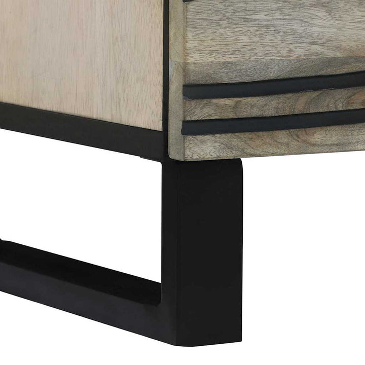 Natskab 2 pcs Hvid og sort 40 x 33 x 46 cm Massivt mangotræ