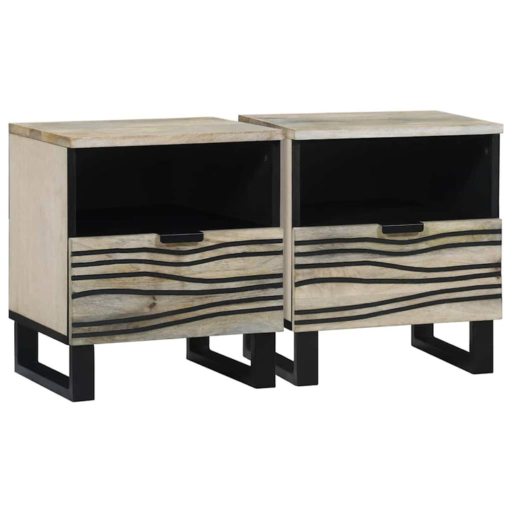 Natskab 2 pcs Hvid og sort 40 x 33 x 46 cm Massivt mangotræ