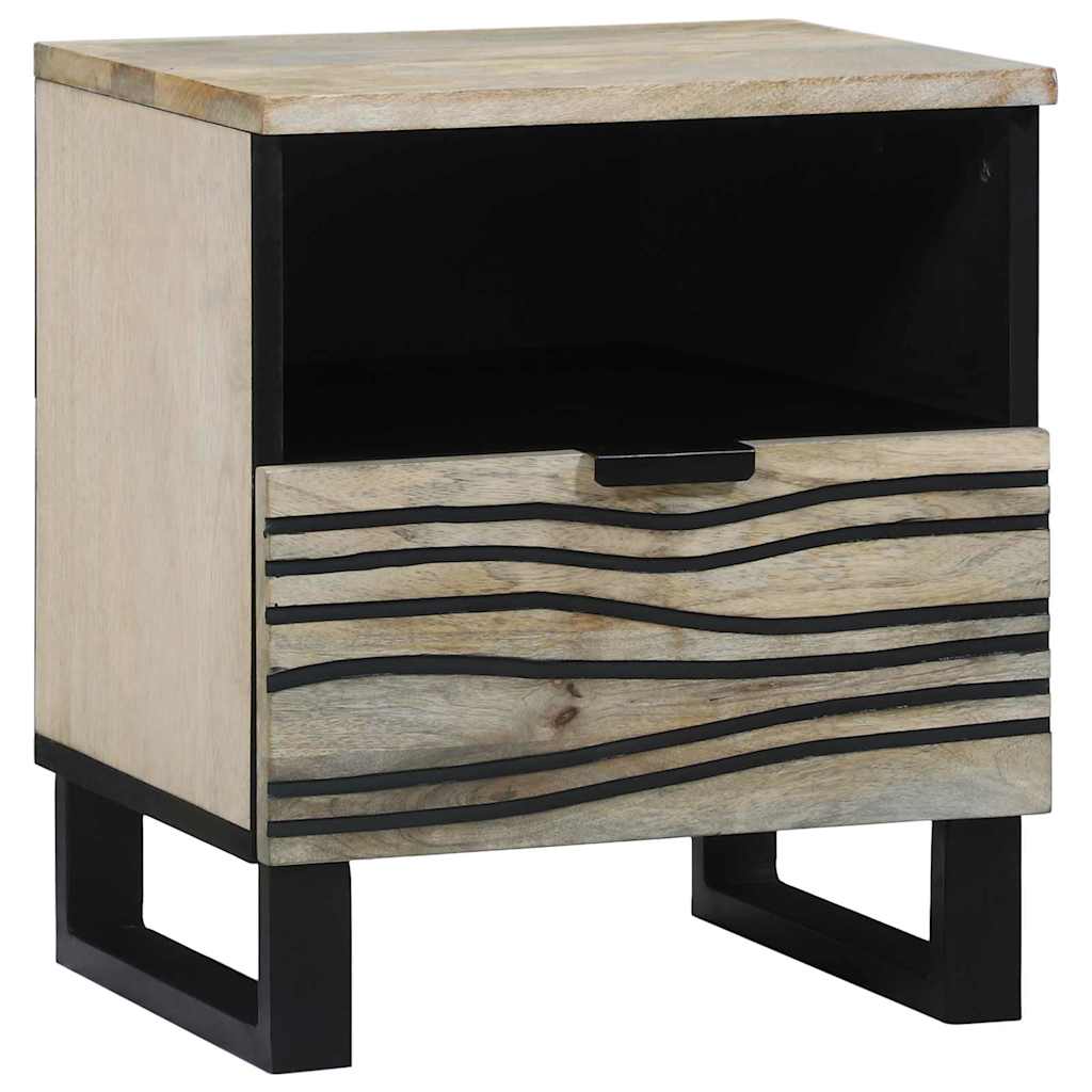 Natskab 2 pcs Hvid og sort 40 x 33 x 46 cm Massivt mangotræ