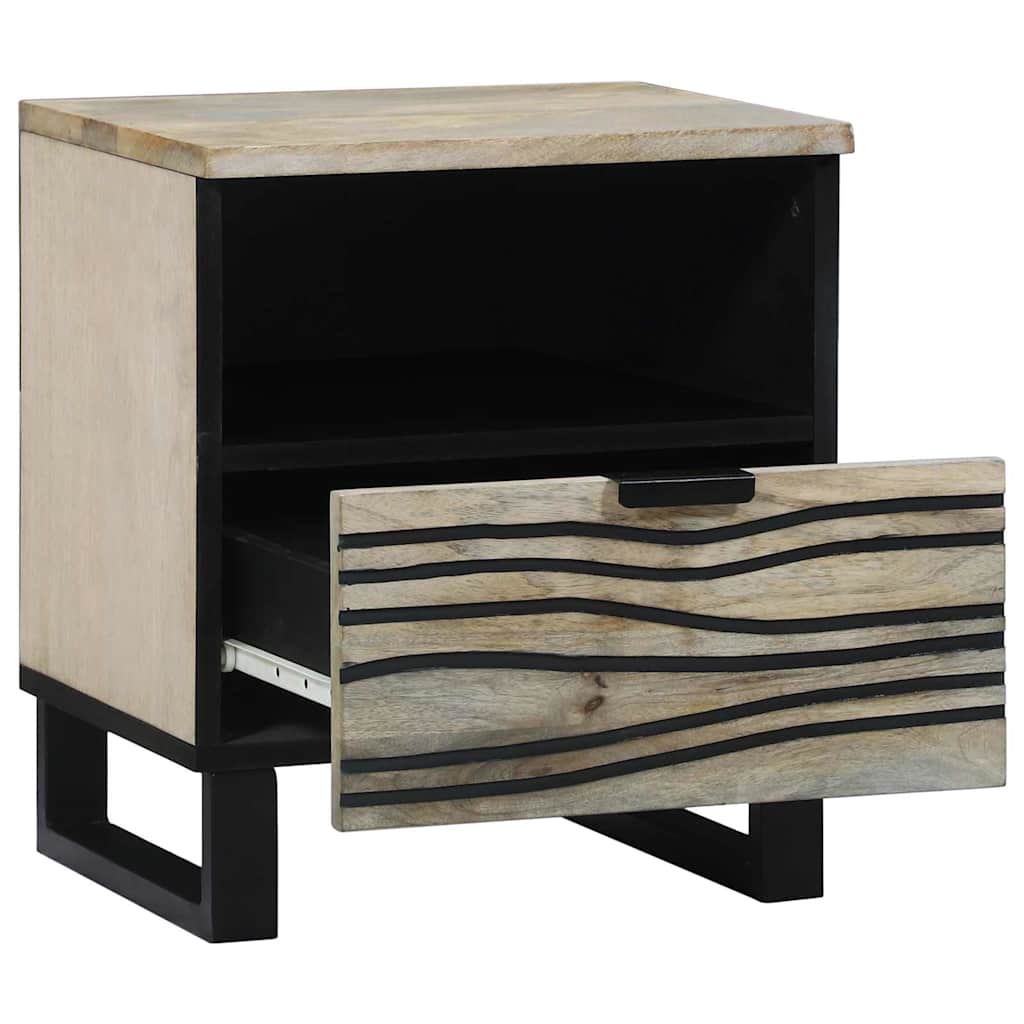 Natskab 2 pcs Hvid og sort 40 x 33 x 46 cm Massivt mangotræ