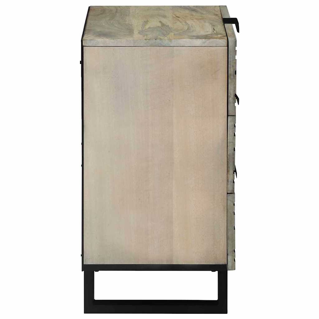 Natskab Hvid og sort 50 x 33 x 60 cm Massivt mangotræ