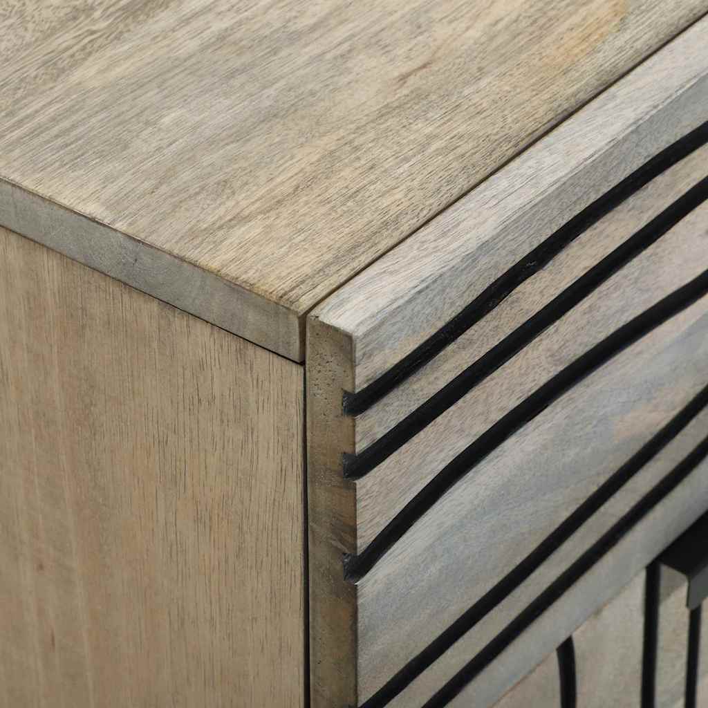 Natskab Hvid og sort 50 x 33 x 60 cm Massivt mangotræ