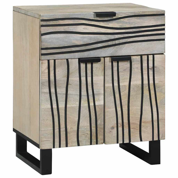 Natskab Hvid og sort 50 x 33 x 60 cm Massivt mangotræ