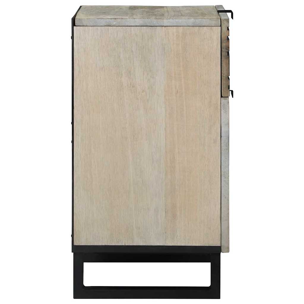 Natskab Hvid og sort 50 x 33 x 60 cm Massivt mangotræ