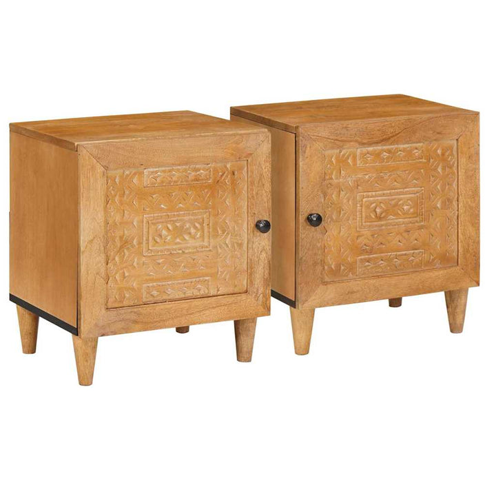 Sengebord 2 pcs Lysebrun 40 x 33 x 46 cm Massivt mangotræ