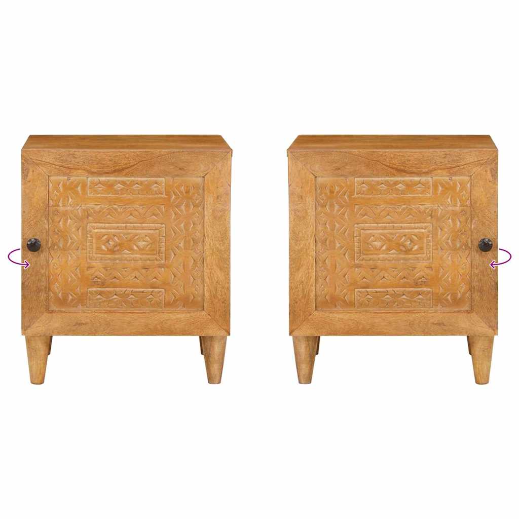Sengebord 2 pcs Lysebrun 40 x 33 x 46 cm Massivt mangotræ