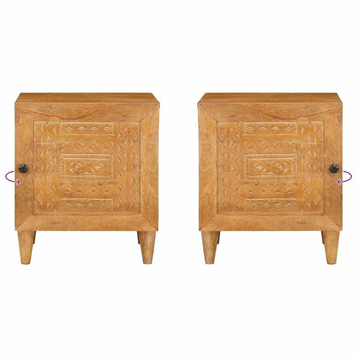 Sengebord 2 pcs Lysebrun 40 x 33 x 46 cm Massivt mangotræ