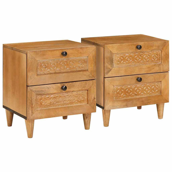 Sengebord 2 pcs Lysebrun 40 x 33 x 46 cm Massivt mangotræ