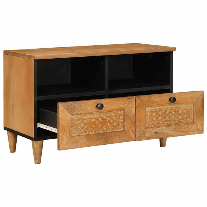 TV-skab med skuffe Lysebrun 70 x 33 x 46 cm Massivt mangotræ