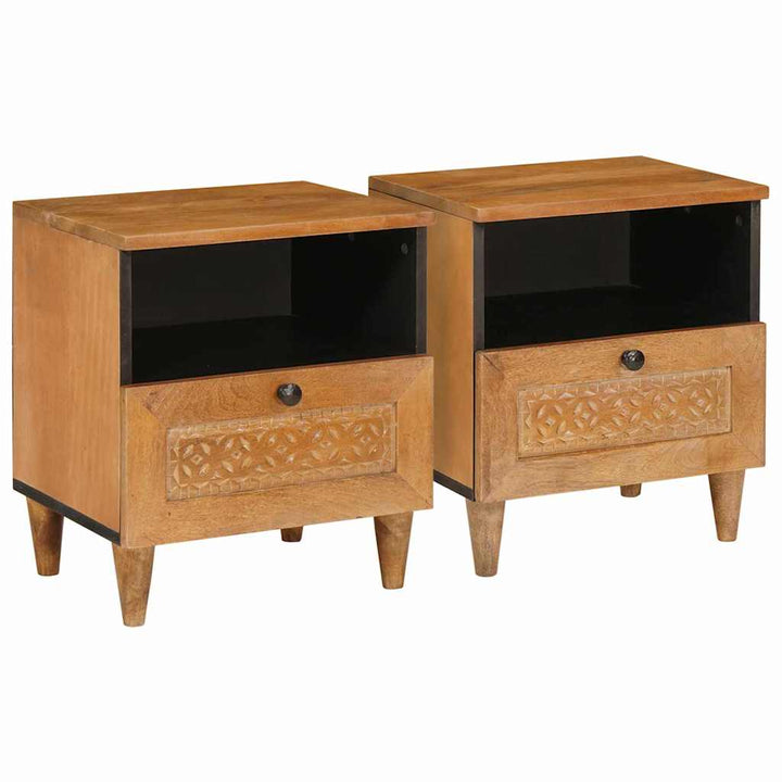Sengebord 2 pcs Lysebrun 40 x 33 x 46 cm Massivt mangotræ
