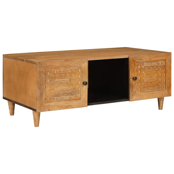 Sofabord med hylde Lysebrun 100 x 54 x 40 cm Massivt mangotræ