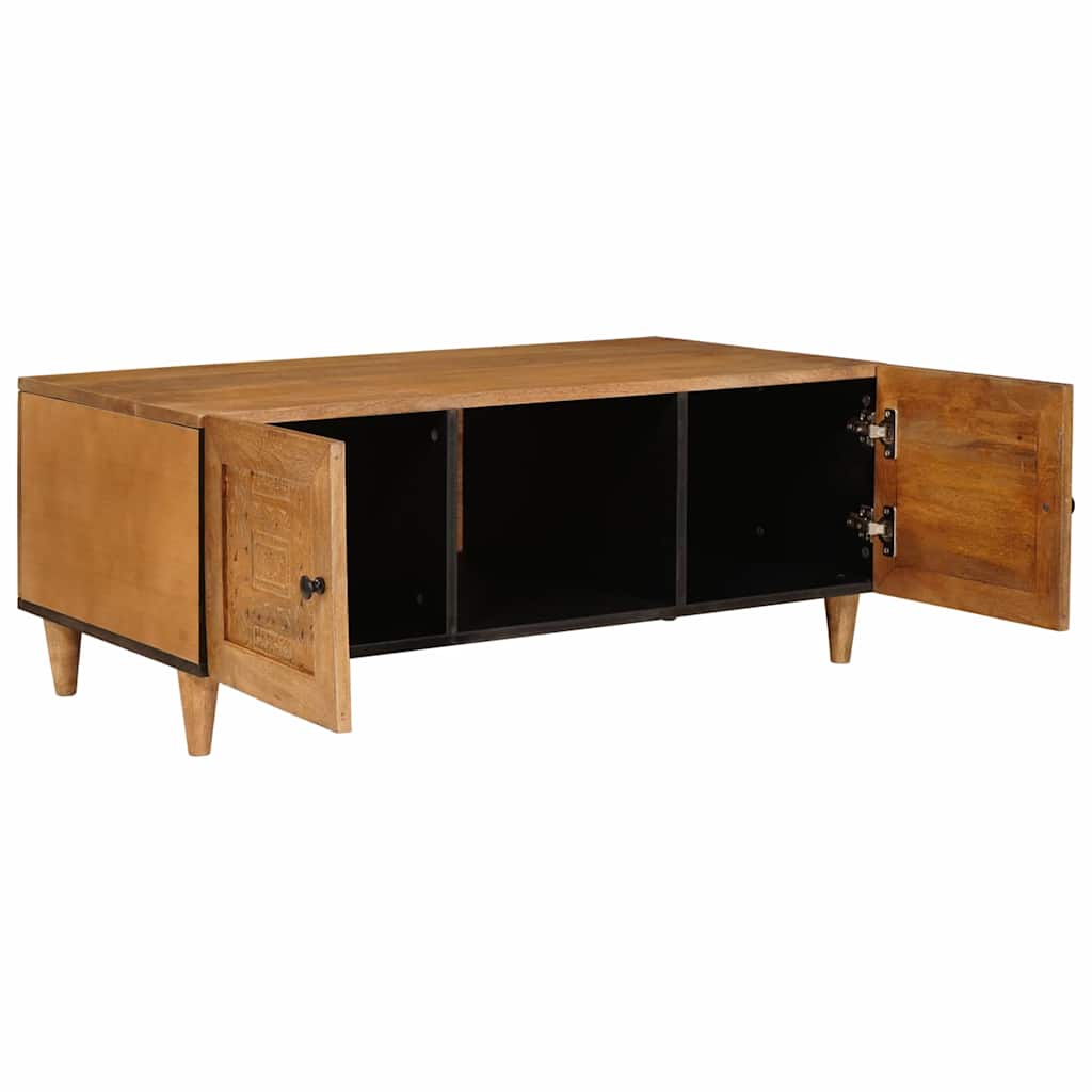 Sofabord med hylde Lysebrun 100 x 54 x 40 cm Massivt mangotræ