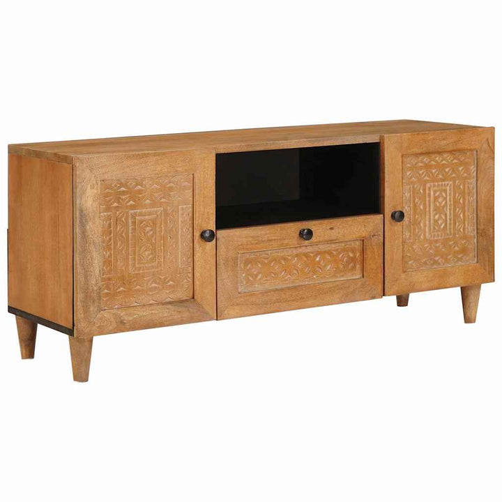 TV-skab med skuffe Lysebrun 105 x 33 x 46 cm Massivt mangotræ