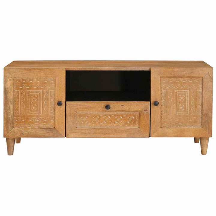 TV-skab med skuffe Lysebrun 105 x 33 x 46 cm Massivt mangotræ