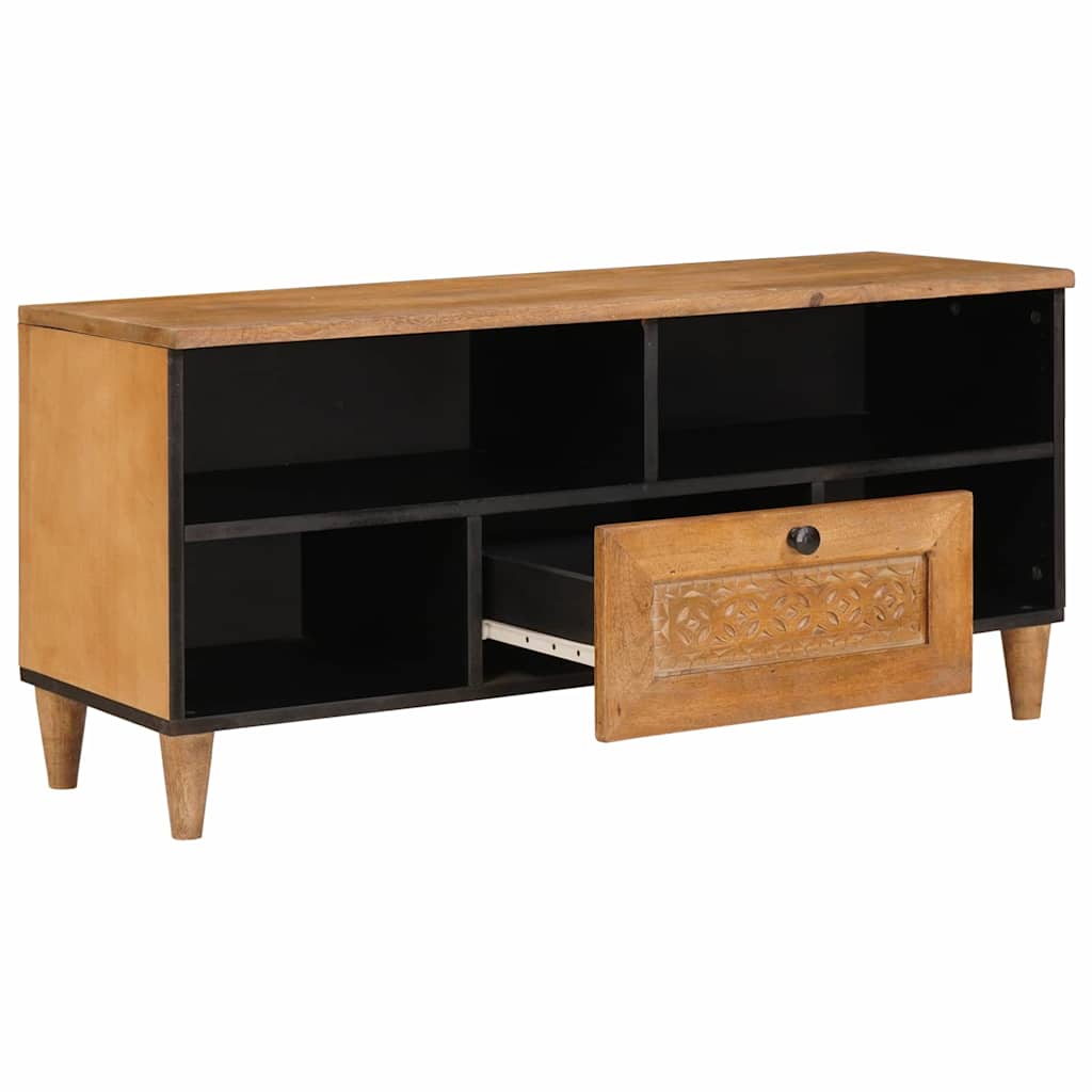 TV-skab med skuffe Lysebrun 105 x 33 x 46 cm Massivt mangotræ