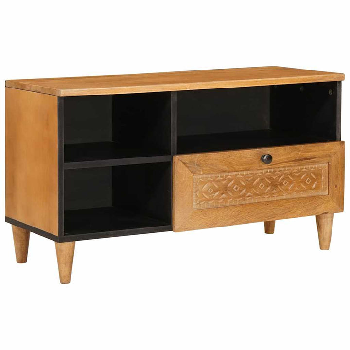 TV-skab med skuffe Lysebrun 80 x 33 x 46 cm Massivt mangotræ