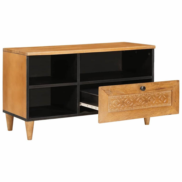 TV-skab med skuffe Lysebrun 80 x 33 x 46 cm Massivt mangotræ