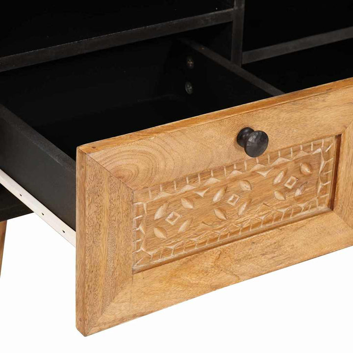 TV-skab med skuffe Lysebrun 100 x 33 x 46 cm Massivt mangotræ
