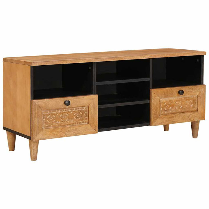 TV-skab med skuffe Lysebrun 100 x 33 x 46 cm Massivt mangotræ