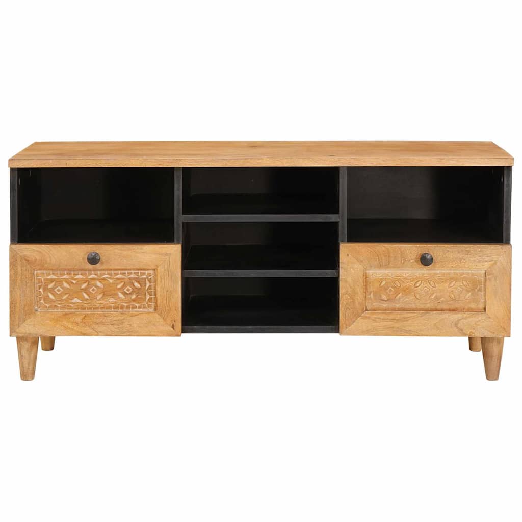 TV-skab med skuffe Lysebrun 100 x 33 x 46 cm Massivt mangotræ