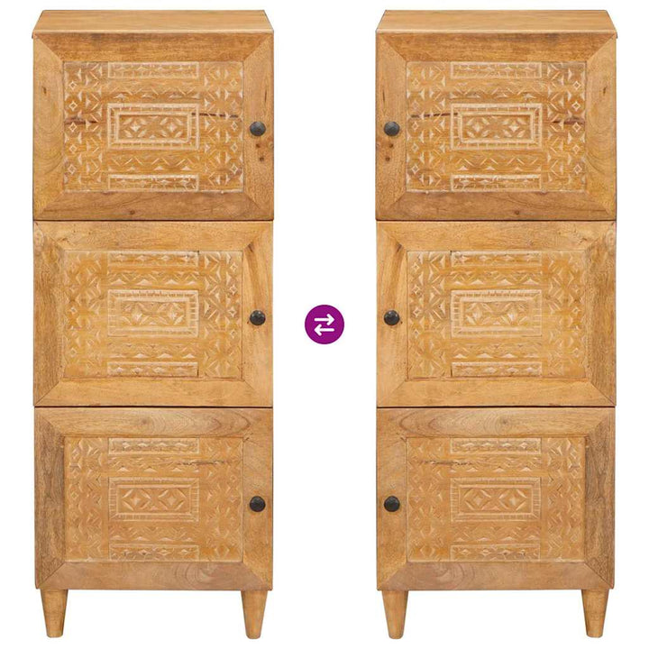 Highboard med hylde Lysebrun 40 x 33 x 110 cm Massivt mangotræ