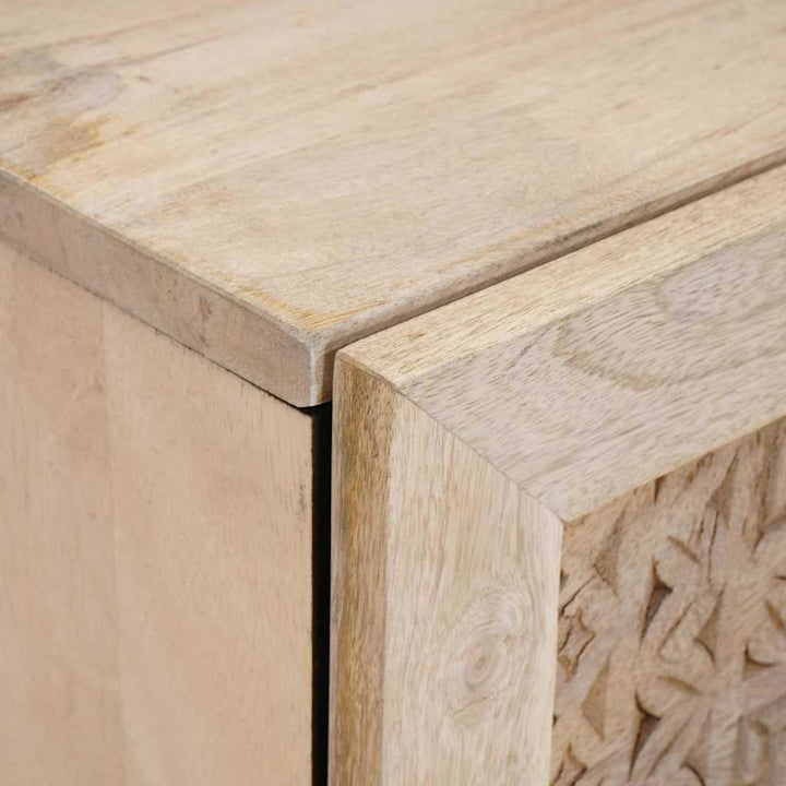 Sengebord 2 pcs Beige 40 x 33 x 46 cm Massivt mangotræ
