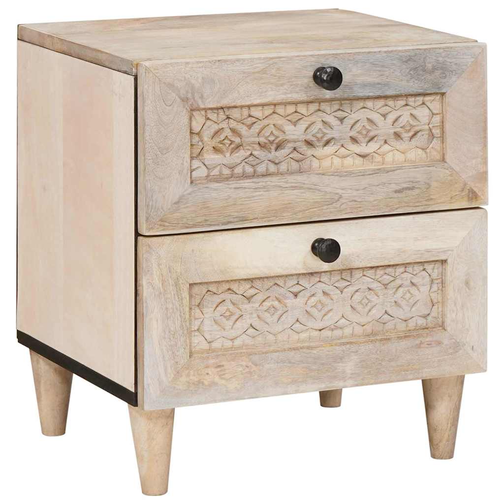 Sengebord 2 pcs Beige 40 x 33 x 46 cm Massivt mangotræ