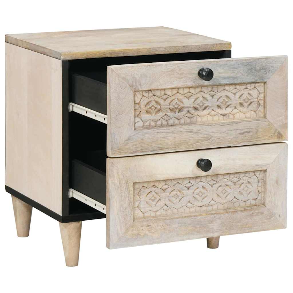 Sengebord 2 pcs Beige 40 x 33 x 46 cm Massivt mangotræ