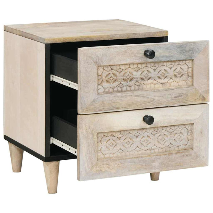 Sengebord 2 pcs Beige 40 x 33 x 46 cm Massivt mangotræ